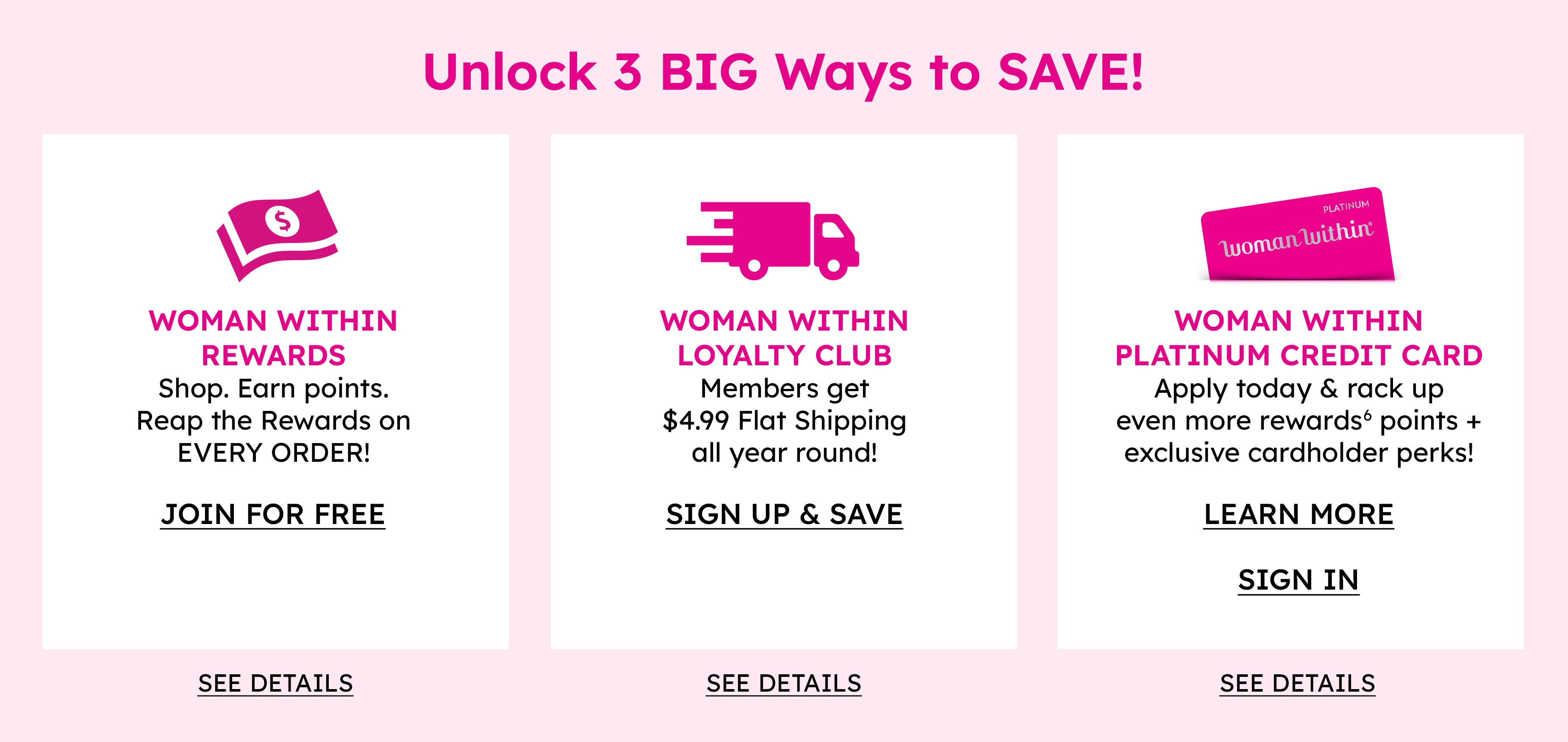 Woman Within - More Ways to Save - Rewards, Loyalty Club and Platinum Card