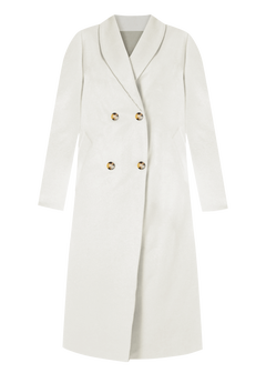 Shawl Collar Wool Coat - Long Double-Breasted, Ivory | Woman Within