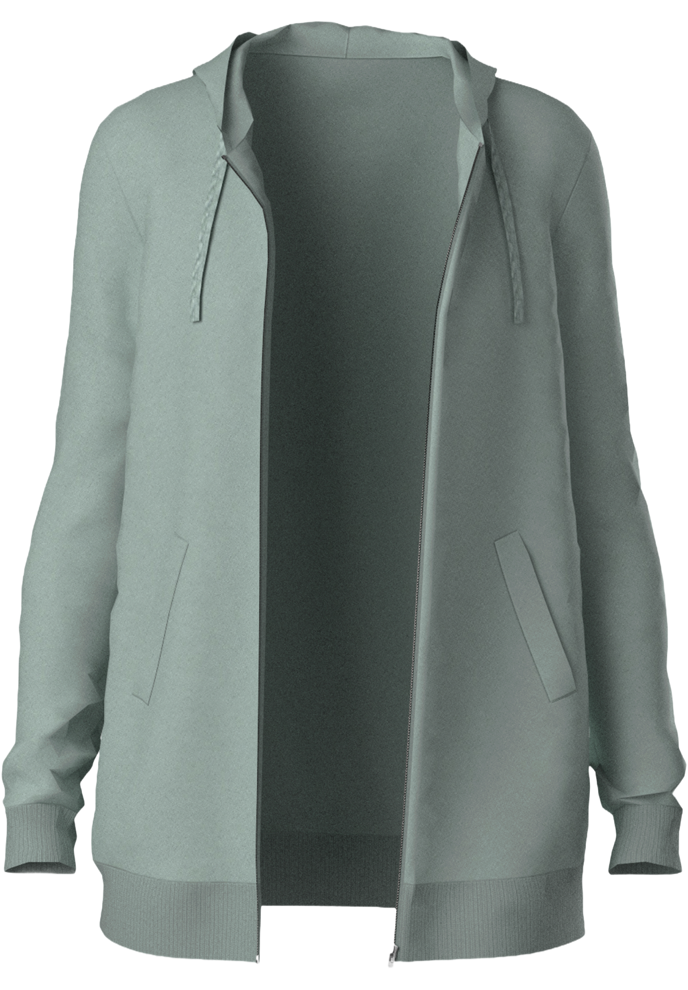 French Terry Zip Front Long Hoodie, Grey Spruce | Woman Within