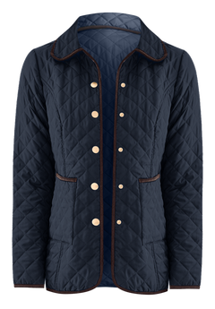 Snap-Front Quilted Coat for Cold Weather, Navy | Woman Within
