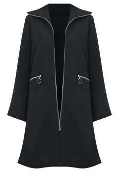 A-Line Coat With Back Pleat – Zip Front, Black | Woman Within